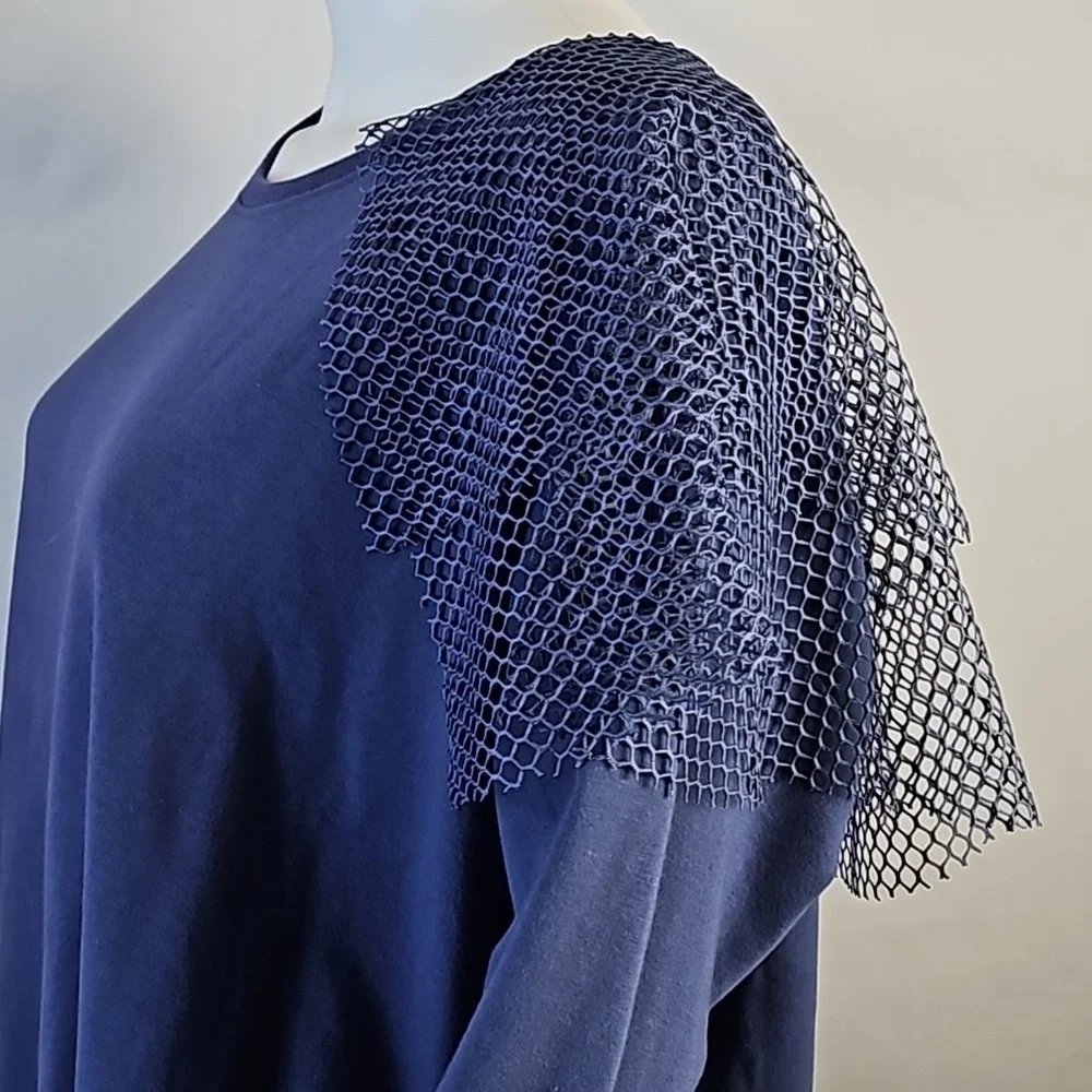 NWT Lane Bryant Periwinkle Crew Neck w Tulle Skirt & Mesh Shoulder Embellishment - Picture 4 of 16